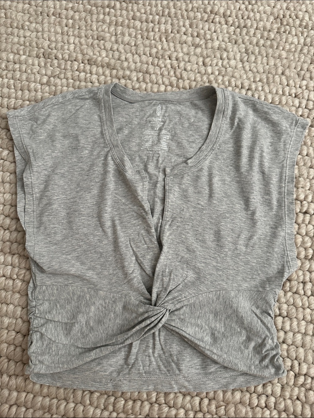 Free People Movement Gray Twist Front Cutout Crop Top Size Small